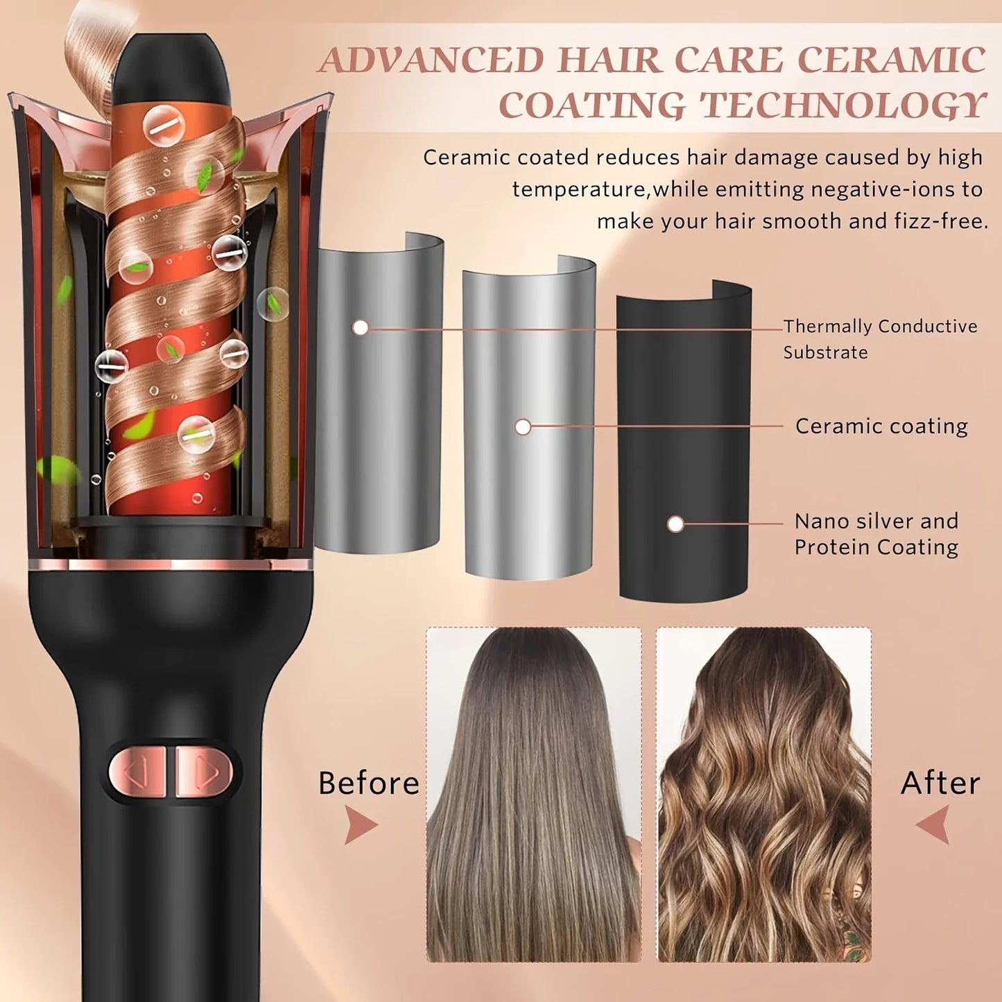 Revolutionary Automatic Hair Curler - Effortless Curls with Tourmaline Ceramic Technology