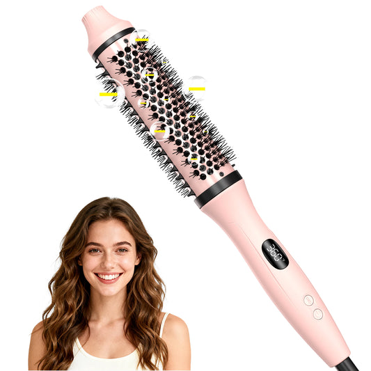 Transform Your Hair with the Dual Voltage Ionic Thermal Brush: Curl, Straighten & Volumize with 6 Heat Settings and LED Display